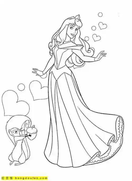 10张睡美人公主和仙女教母王子卡通涂色图片免费下载 | 红豆饭小学生