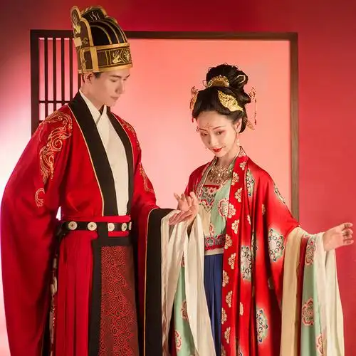 重回汉唐 长相守 婚嫁男女唐制婚服中式时代婚礼礼服刺绣套装定制