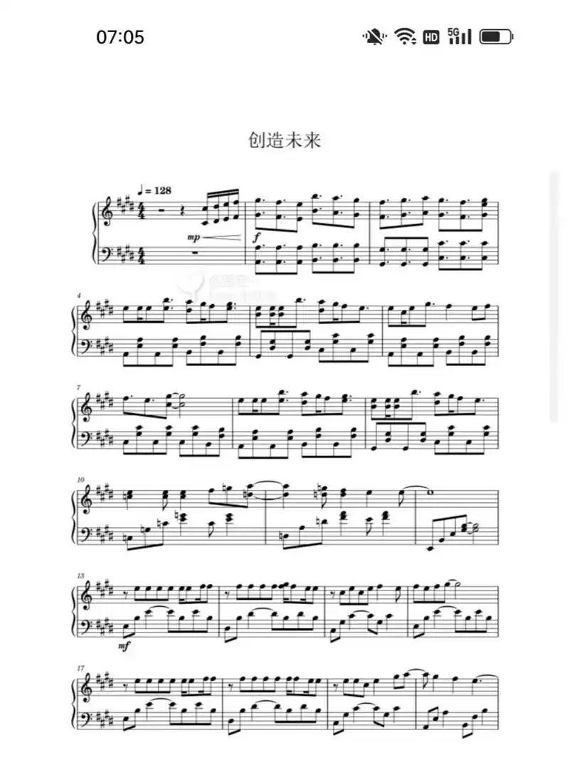 《创造未来》五线谱 五线谱来咯~ 原作者是:际星willbur
