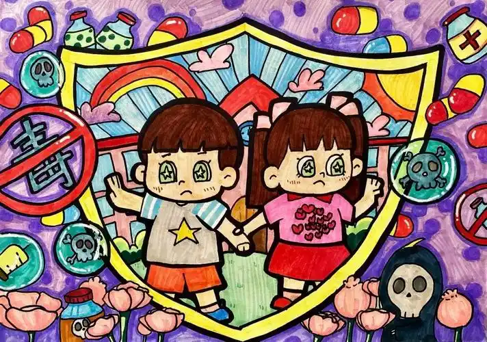 创意满满来看中小学生精心创作的禁毒漫画
