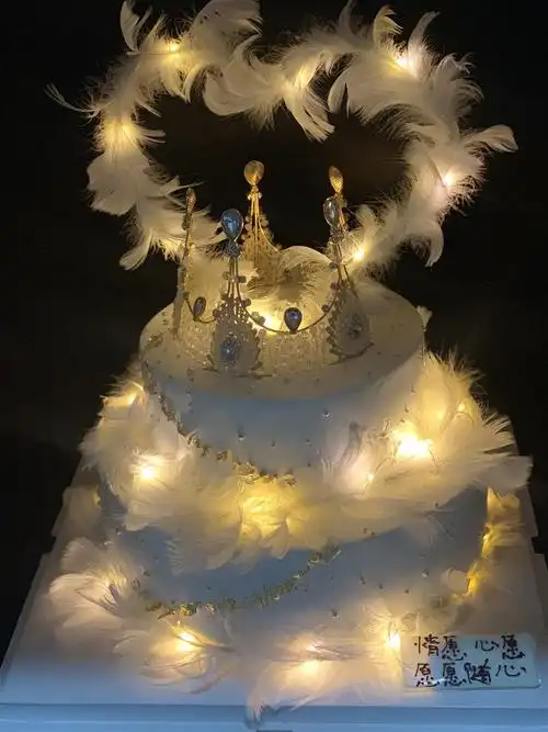 2021个性仙女公主羽毛创意意网红珍珠皇冠生日蛋糕新鲜生日蛋糕