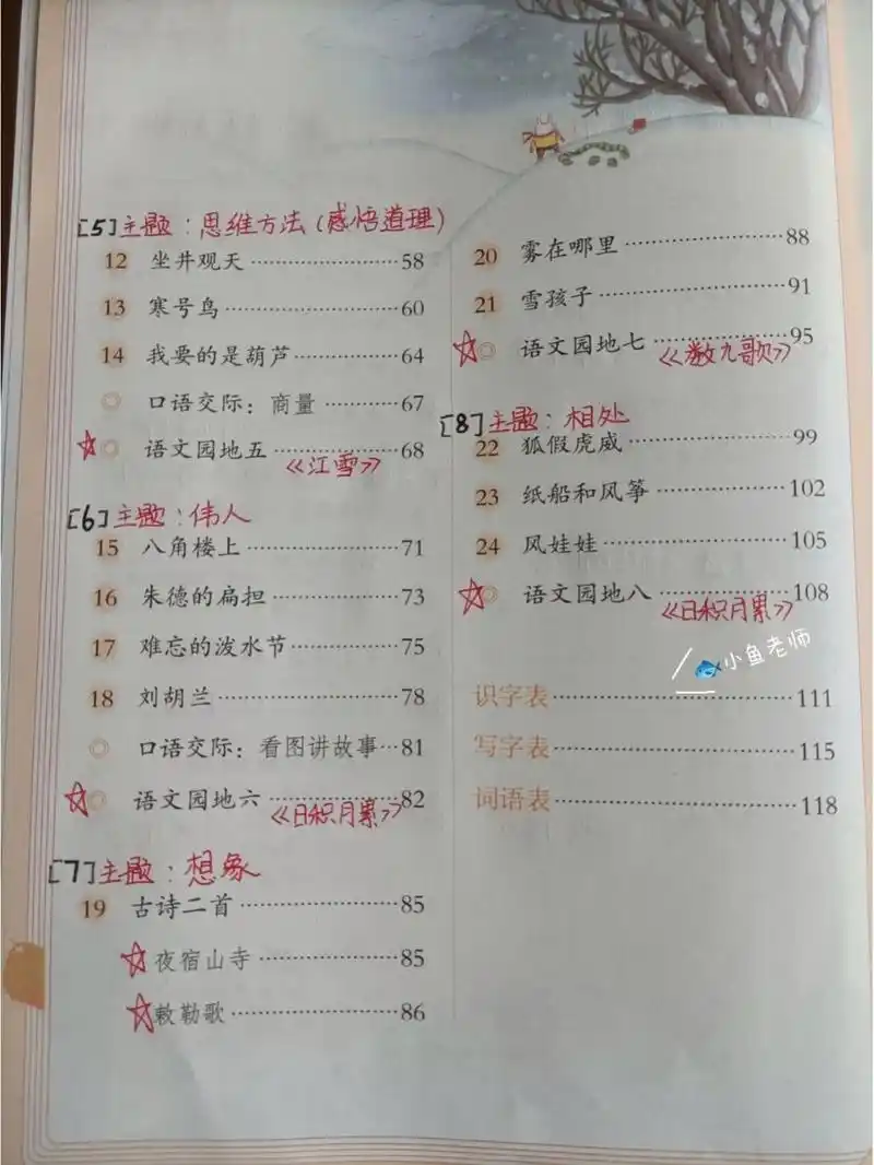 95二年级上册语文必背课文(目录) 今天拿到新课本咯~ 	 开始正式