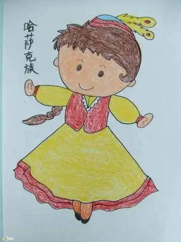 设计图节约用水手抄报设计图高清 少数 服饰 人物简笔画 少数民族儿童