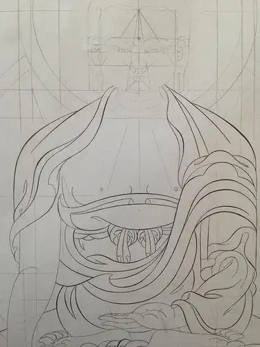 唐卡教程释迦摩尼袈裟线描绘画步骤来自囍唐卡