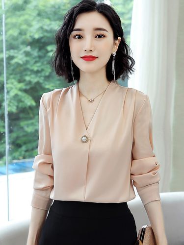 桑蚕丝女上衣2022新款早秋女士真丝小衫欧货高档时尚洋气欧洲站潮