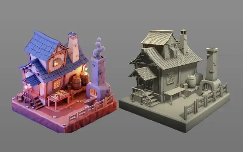 【maya场景建模】卡通小房子模型制作,0基础布线案例教学