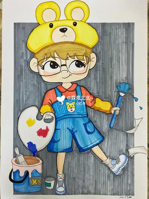 少儿美术动漫人物小画家