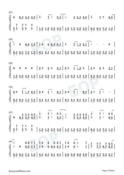 星空-电影星空主题曲双手简谱预览2-钢琴谱文件(五线谱,双手简谱,数字