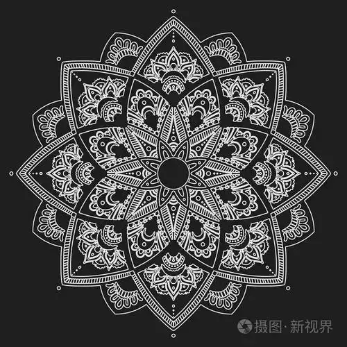 曼陀罗花.老式的装饰元素.东方模式,矢量图.