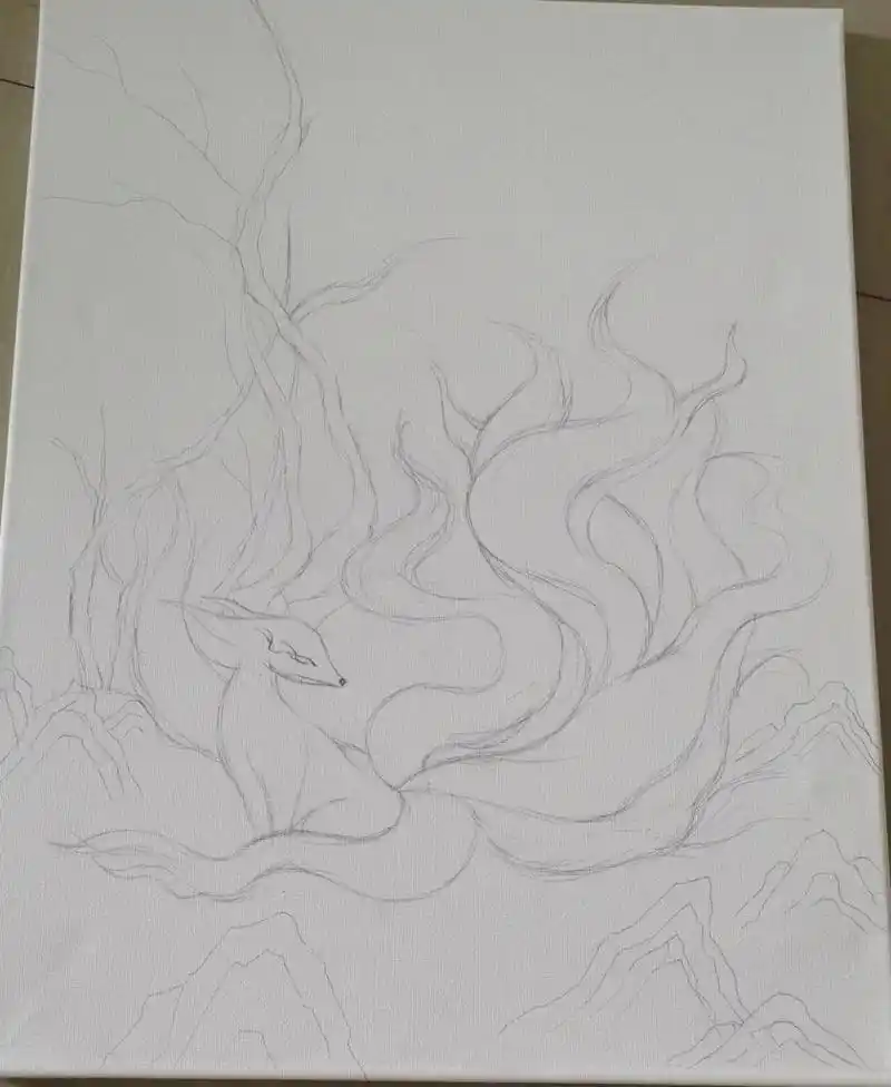 丙烯画山海经九尾狐(有绘画步骤) 山海经九尾狐 参考壁纸