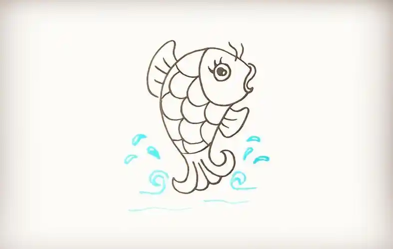 鲤鱼鱼水草简笔画