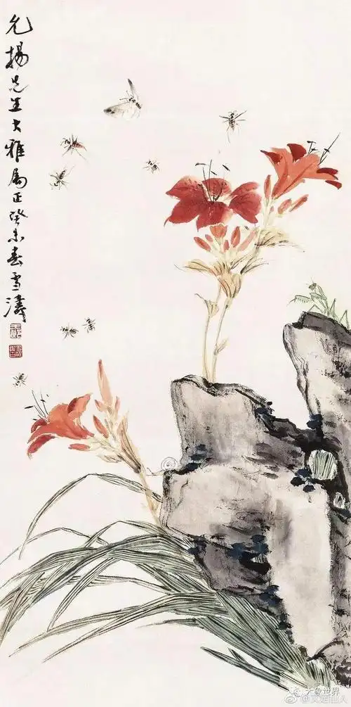 王雪涛画萱草花