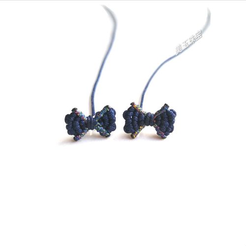 蝴蝶结红绳耳线耳绳耳环我的中国心纯手工编织防过敏发炎