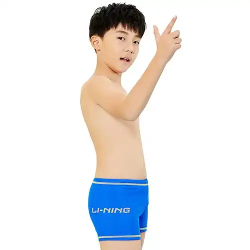 李宁(li-ning) 儿童泳裤 男童平角泳裤泳装 游泳裤 916-1 511-蓝色 10