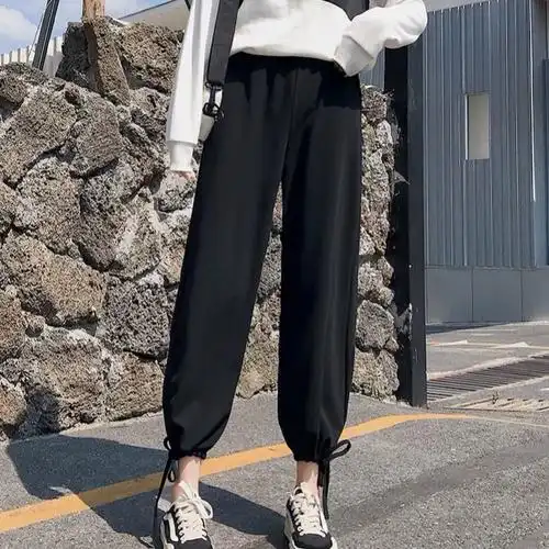 阔腿裤潮流春夏季子女学生韩版宽松休闲哈伦裤新款运动九分束脚裤