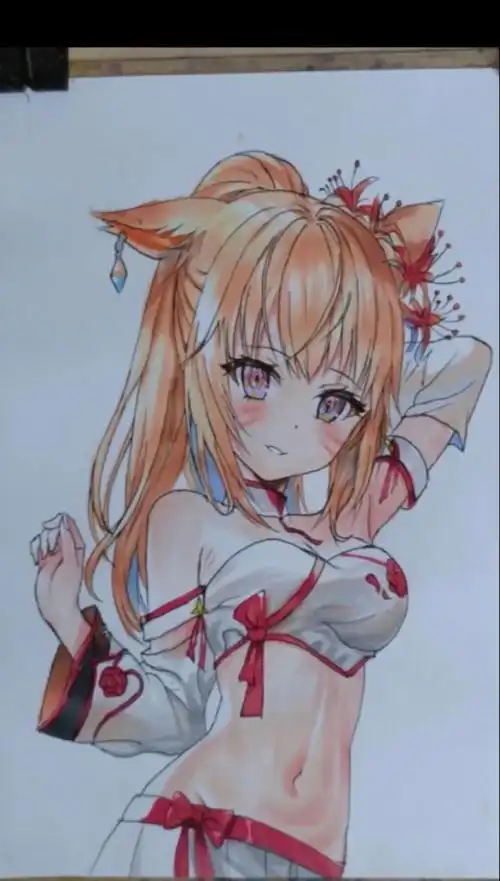 马克笔手绘二次元小萝莉兽耳娘