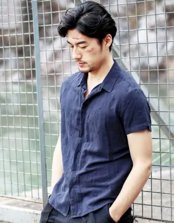 纸间|夏季新款亚麻衬衫男短袖白色修身休闲衬衣薄款文艺青年 藏青色 s