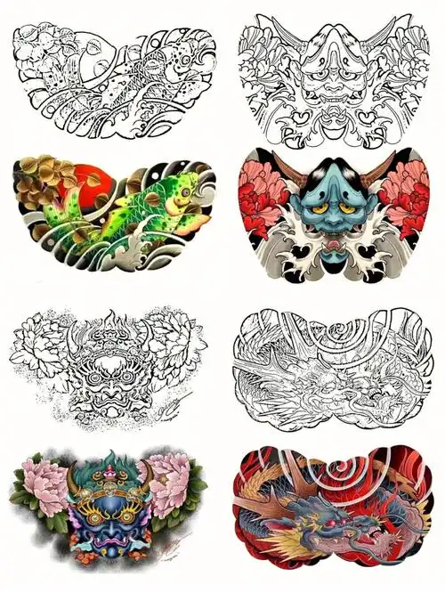 花胸纹身传统手稿图案收藏2