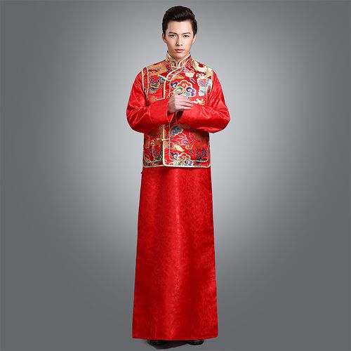 秀禾服男装唐装马褂古装婚服红秀禾服男中式新郎结婚礼服古代婚服x
