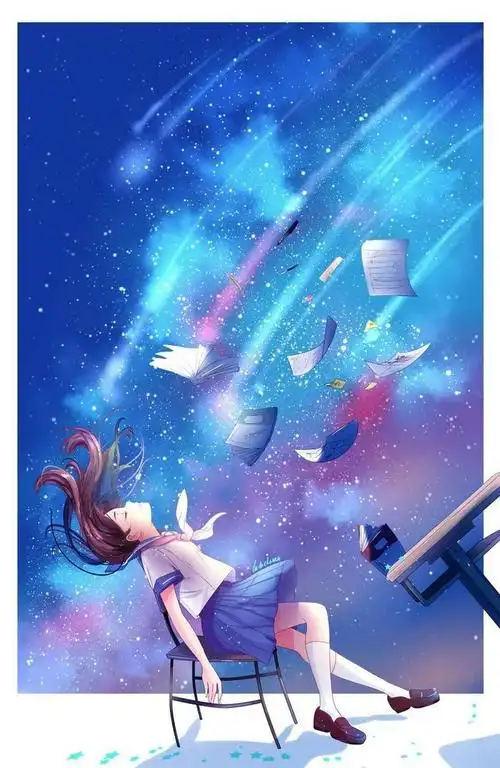 好看且有神秘感的蓝色系少女插画,感觉唯美而又空灵