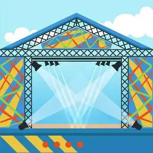 现场装有灯光.背景为狂欢节或事件邀请.卡通平面矢量插图照片