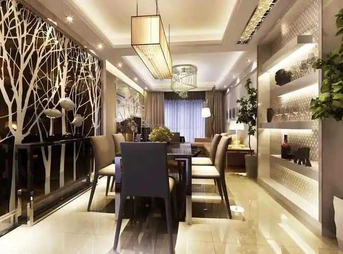 现代餐厅背景墙室内装饰设计效果图欣赏