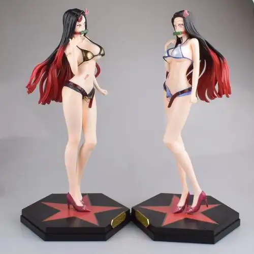 鬼灭之刃 潮流 潮牌泳装 灶门祢豆子 黑/蓝色 泳装站姿盒装美少女动漫