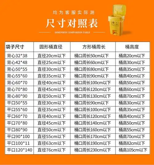 黄色医疗废物袋大号加厚医院诊所卫生垃圾袋带提手一次性包装袋6070cm