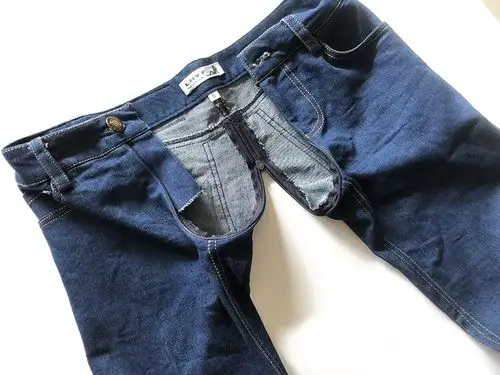 开口拉链打野裤子户外男士款出野外牛仔裤