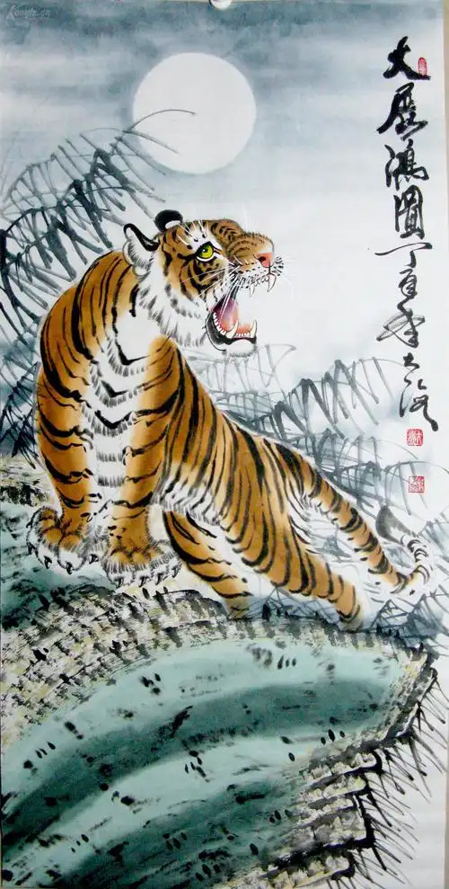 大海国画四尺写意虎《大展鸿图》威风凛凛 豪气冲天 惊云蔽日  一流