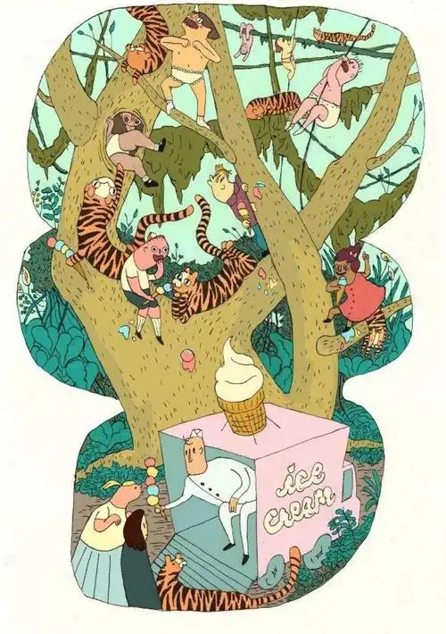 alison rutsch的艺术作品,有两种风格:一种是包含大量简单的轮廓,另一