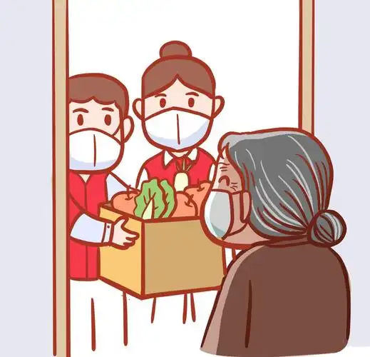 那么社区的工作人员会联系帮忙送菜,组织买菜的问题;我们倒垃圾的时候