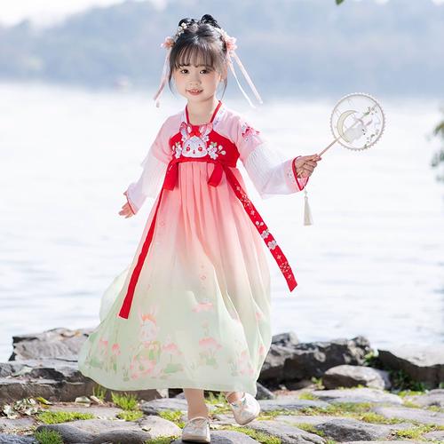 夏款汉服女童高端2024新款古风连衣裙小女孩唐装超仙古装裙子春季