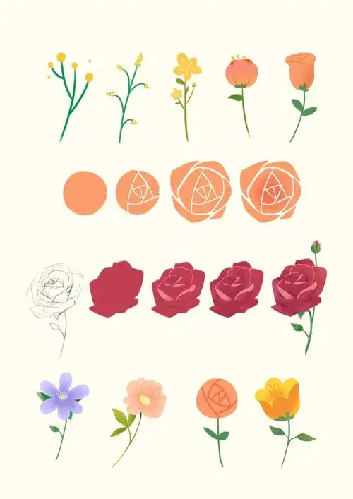 【小元素练习】扁平风花卉