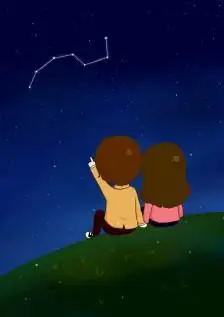 数星星的小女孩背影简笔画