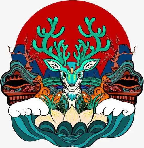 中国风国潮神鹿动物免抠素材免费下载_觅元素51yuansu.com