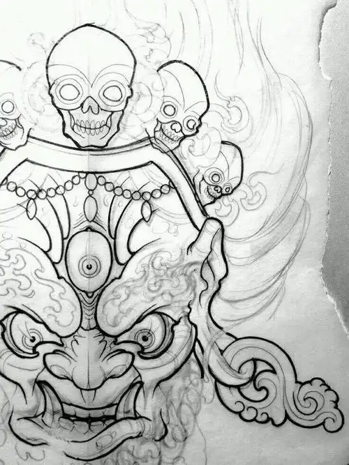 半面普巴金刚_纹身图案手稿图片_ceo 修的纹身作品集