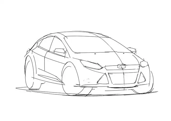 sketch,手绘,草图,福克斯,福特,car,汽车