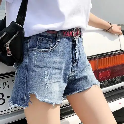 子2018新款短裤百搭单排扣显瘦牛仔热裤女裤古月悠悠韩版女装女