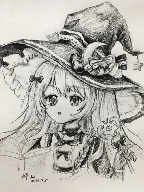 漫画素描黑白线稿