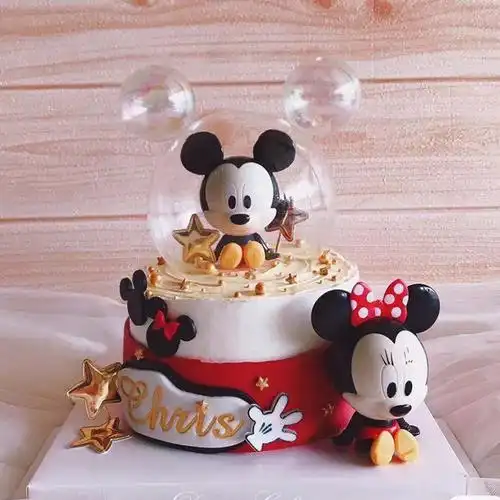 大头蝴蝶结老鼠摆件烘焙蛋糕装饰鼠宝宝儿童生日节日装扮用品