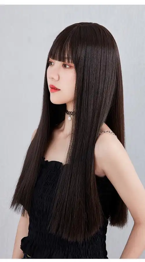 假发女长发全头套网红黑长直发自然空气刘海仿真发蓬松修颜假发套