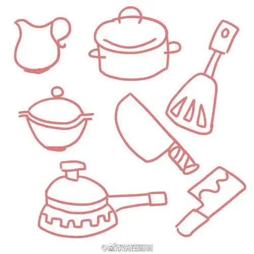 可爱厨房工具简笔画