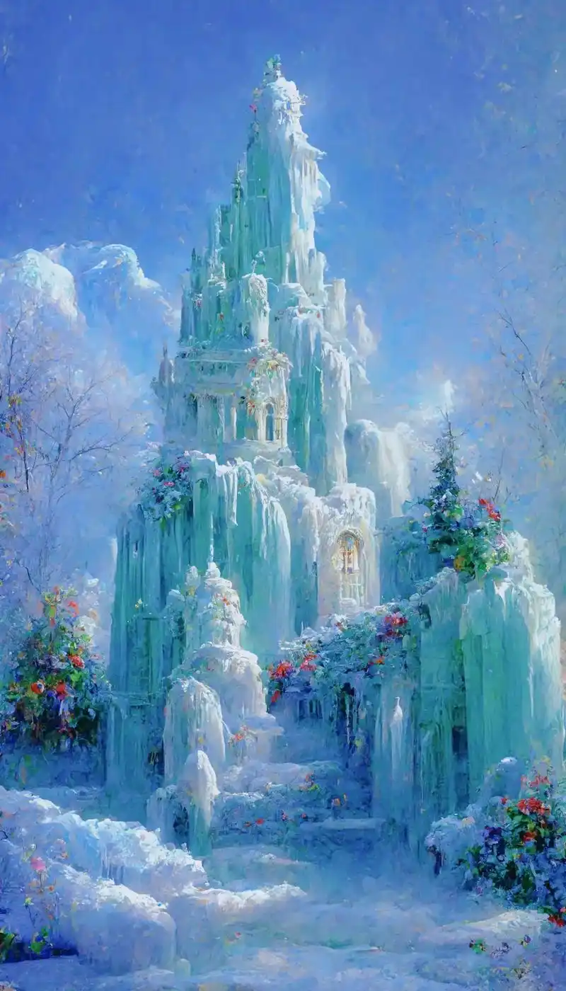 梦幻壁纸.在42度的大热天,好想住进这冰雪城堡里…##手机壁 - 抖音