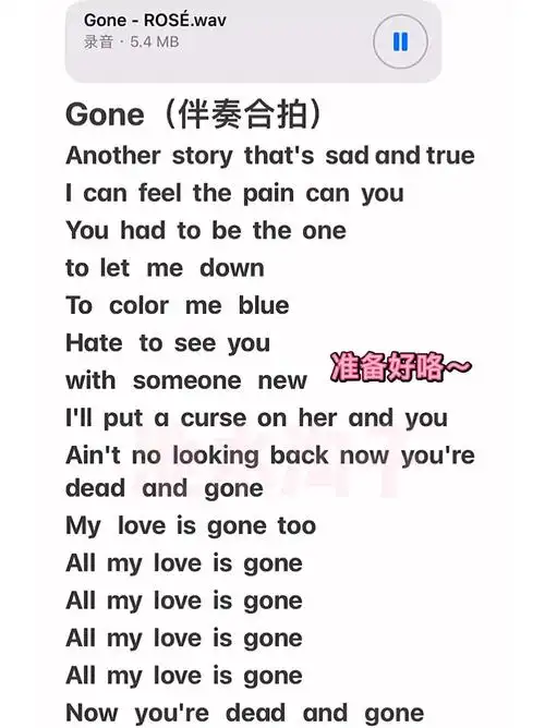 gonerosé歌词伴奏