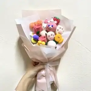 diy花束材料包可爱熊熊超轻粘土自制摆件成品送女友闺蜜生日礼