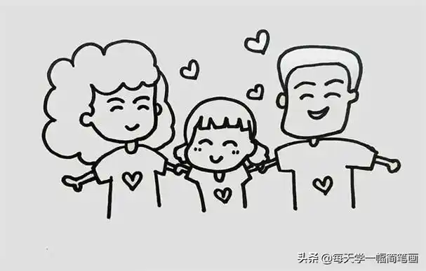 怎么画全家福的简笔画三口之家简笔画超详细步骤图解