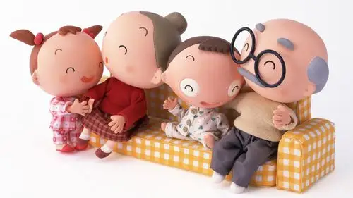 一家四口幸福温馨卡通图片