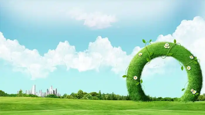 蓝天白云草地环境保护ppt背景图片