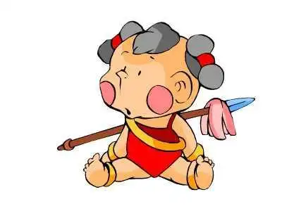 卡通红孩儿简笔画彩色